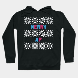 Merry AF - Pink Blue White Hoodie